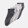 Anna Field SOFT RIBBED SNEAKER SOCKS 5PACK - Socken - Grey/beige
