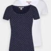 Anna Field 2ER PACK - T-Shirt Print - Navy/white