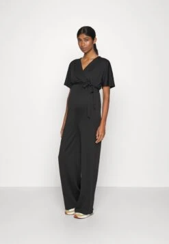 SHORT SLEEVE WRAP JUMPSUIT - Jumpsuit - Black
