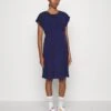 FIT AND FLARE FLOWY DROPPED SHOULDER - Jerseykleid - Dark Blue
